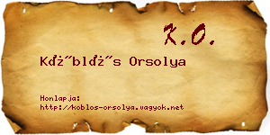 Köblös Orsolya névjegykártya